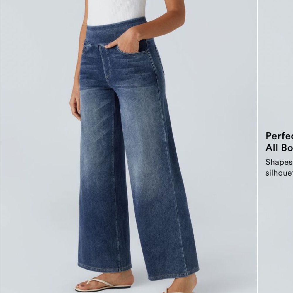 HALARA Blue Wide Leg Flare Jeans